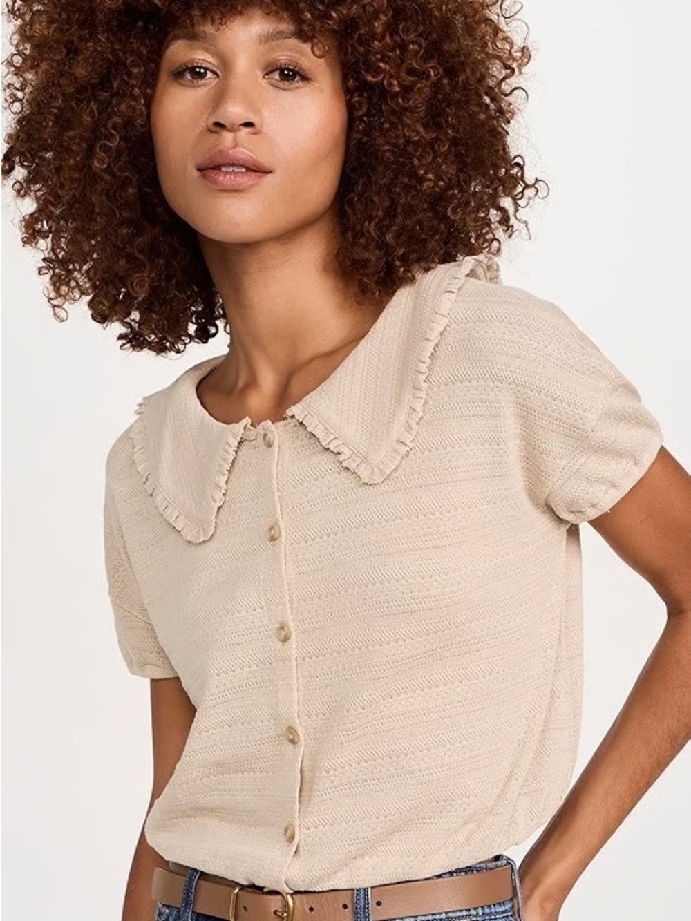 Madewell Ruffle-Collared Crop Top